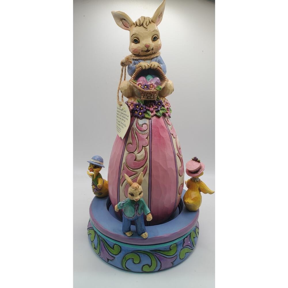 Jim Shore Egg-cited For Easter Figurine With Rotating Characters New In Box